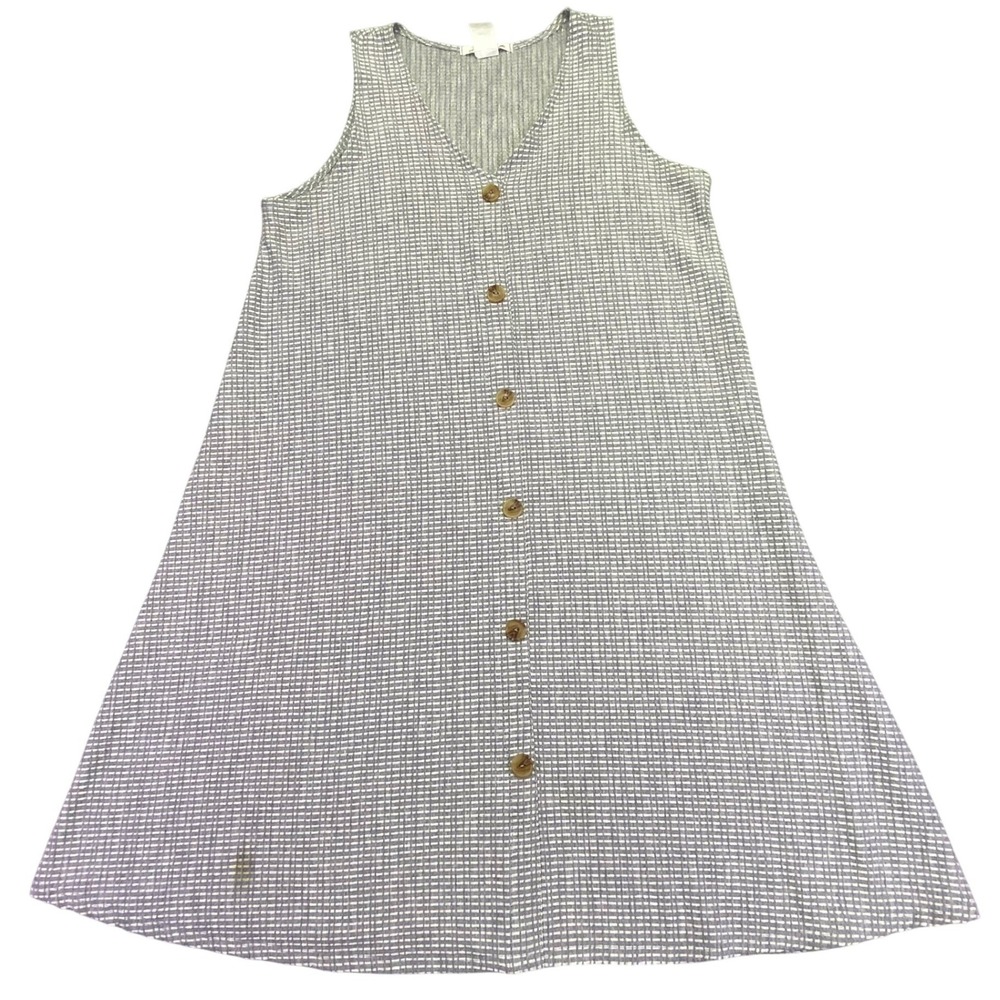 Caution To The Wind‎ Dress Women's Large Gray White Grid Button Front Sleeveless